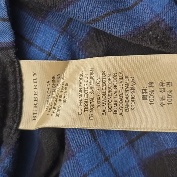 BURBERRY BRIT  Blue and Black Checkered Plaid Flannel Women's Shirt Sz XL - Picture 7 of 7